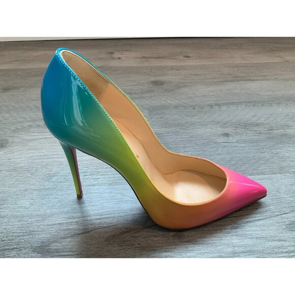 Christian Louboutin Rainbow Ombre Pigalle Follies 100 MM Pumps NEW Size 38.5 8.5